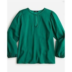 NWT J. Crew Puff Sleeve Satin-Back Crepe Top Small Tall